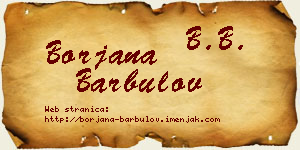 Borjana Barbulov vizit kartica